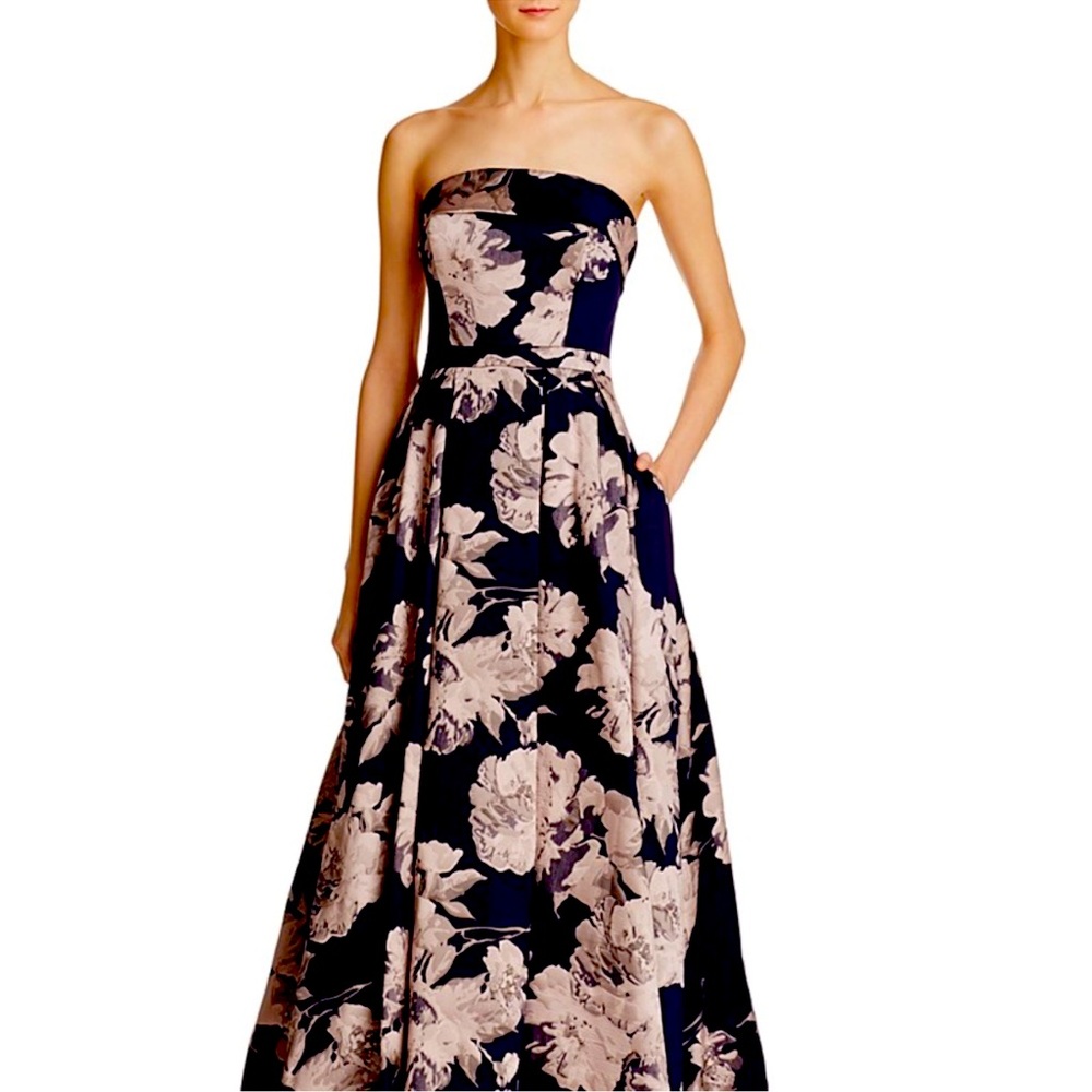 Avery G Floral Strapless Gown